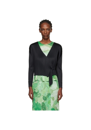 PLEATS PLEASE ISSEY MIYAKE Black Facade Cardigan