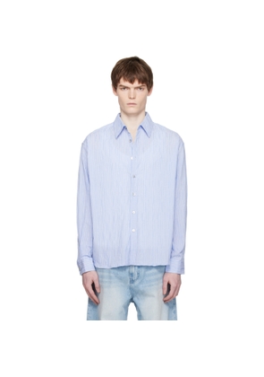 COOR Blue Semi-Overfit Wrinkle Stripe Shirt