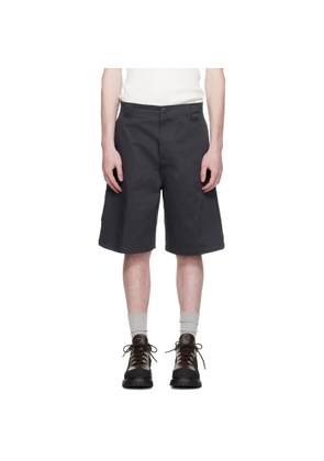 COOR Navy Cotton Blend Stitch Pointed Bermuda Shorts