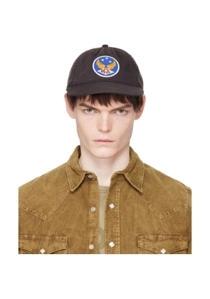 RRL Black Winged-Logo Twill Ball Cap