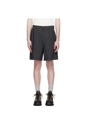COOR Gray Two Tuck Linen Shorts