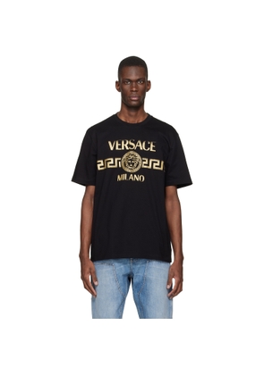 Versace Black Printed Cotton-Jersey Regular T-shirt