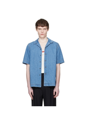 Dries Van Noten Blue Short-Sleeve Denim Shirt
