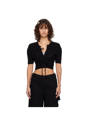 Simone Rocha Black Cropped Cashmere Cardigan