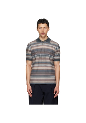 Paul Smith Taupe & Gray Textured Stripe Polo