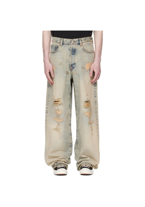 Kenzo Blue Kenzo Paris Turn Up Wide Fit Jeans