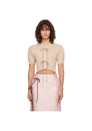Simone Rocha Beige Cropped Cashmere Cardigan