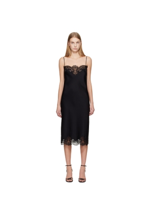Stella McCartney Black Sleeveless Lace Satin Midi Dress