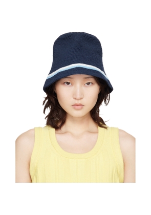 B.B. Wallace Navy Schnabel Cotton Crochet Bucket Hat