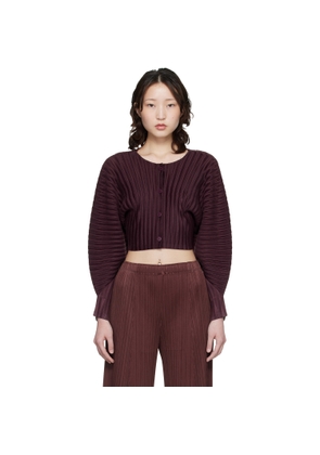 PLEATS PLEASE ISSEY MIYAKE Burgundy Rib Pleats January Cardigan