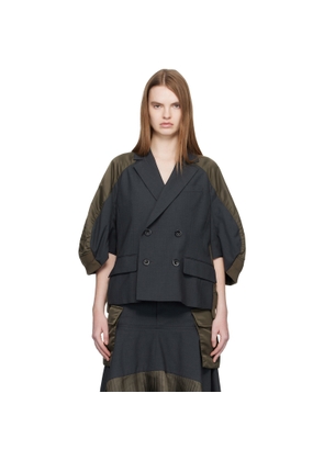 sacai Gray & Khaki Suiting Nylon Twill Blazer