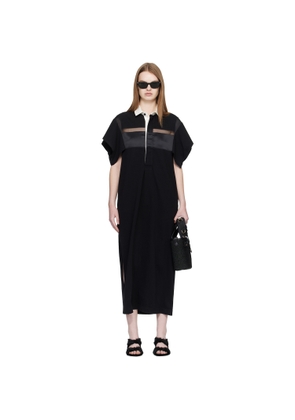 sacai Black Cotton Jersey Midi Dress