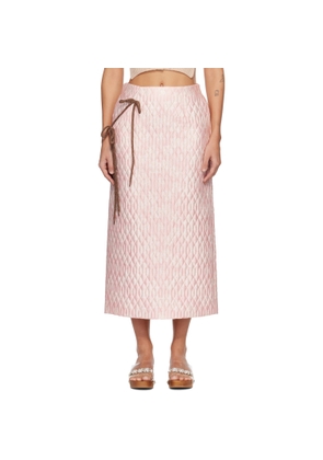Simone Rocha Pink Quilted Offset Pencil Midi Skirt