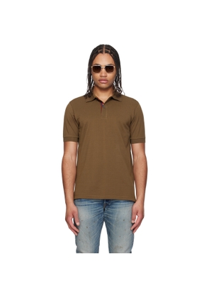 Paul Smith Khaki Cotton 'Artist Stripe' Placket Polo Shirt