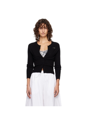 Simone Rocha Black Embellished Relaxed Cashmere Cardigan