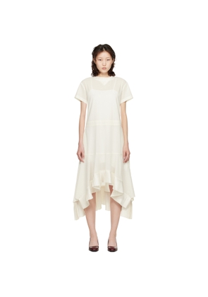 sacai Off-White Cotton Broadcloth Midi Dress