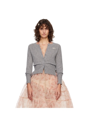 Simone Rocha Gray Embellished Relaxed Cashmere Cardigan