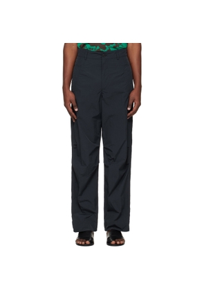 Dries Van Noten Navy Taffeta Trousers