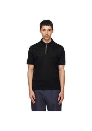Paul Smith Black 'Signature Stripe' Trim Polo