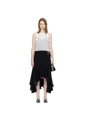 sacai Black & Off-White Suiting Satin Midi Dress
