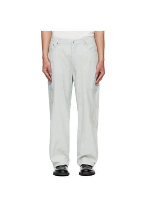 Kenzo Blue Kenzo Paris 'KENZO Cartoon' Embroidered Cargo Pants