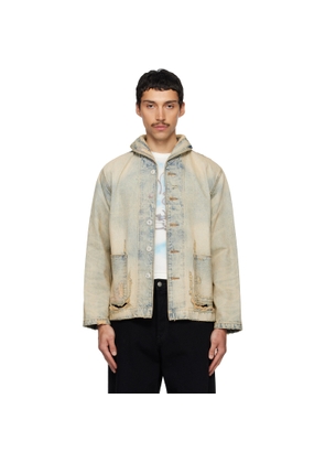 Kenzo Blue Kenzo Paris Shawl Chore Denim Jacket