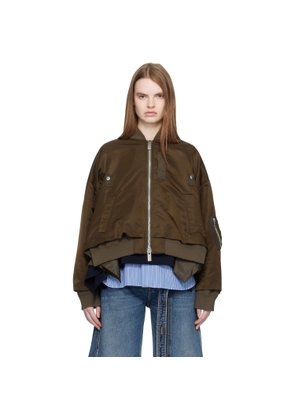 sacai Brown Nylon Twill Bomber Jacket