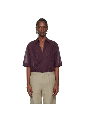 Dries Van Noten Burgundy Sequinned Shirt