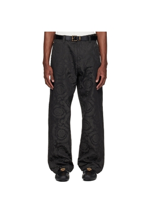 Versace Black Jacquard Cotton Carpenter Trousers
