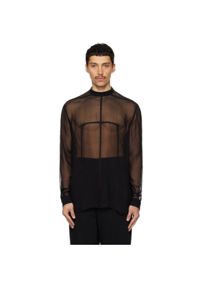 Rick Owens Black Temple Silk Chiffon Fork Shield Top