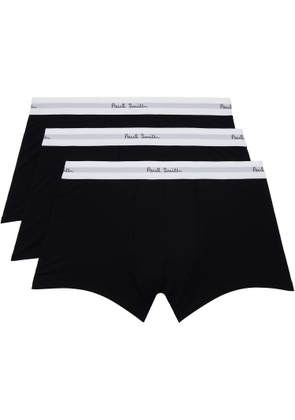 Paul Smith Three-Pack Black Organic-Cotton Mixed Stripe Boxer Briefs