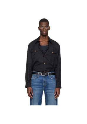 Versace Black Jacquard Cotton-Poplin Shirt