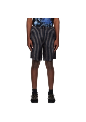 Dries Van Noten Navy Cupro Shorts