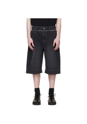 RE;CODE Black Raw Edge Denim Shorts