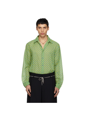 Dries Van Noten Green & Blue Printed Cotton Shirt