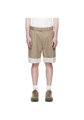 RE;CODE Beige Stripe Detailed Shorts