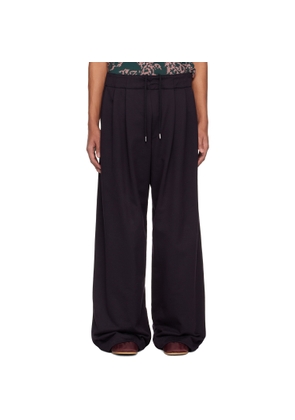 Dries Van Noten Navy Pleated Sweatpants