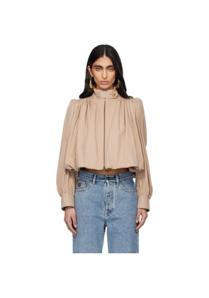 Chloé Beige Cotton Canvas Gathered Boule Jacket