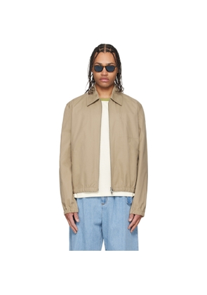 AMI Paris Beige Cotton 'Ami De Coeur' Zipped Jacket