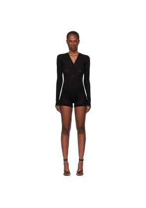 Mugler Black Knit Cotton Bodyshort