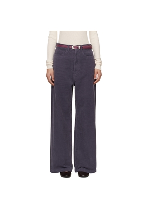 TONYWACK Purple Washed Corduroy Wide-Leg Trousers