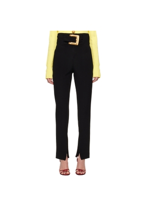 BALMAIN Black Stretch Belt Trousers