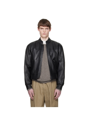 Sunflower Black Leather Polo Biker Jacket