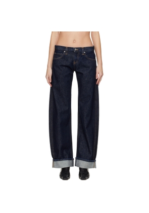 KHAITE Navy Karo Jeans