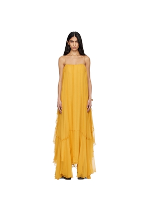Chloé Yellow Sleeveless Silk Mousseline Maxi Dress