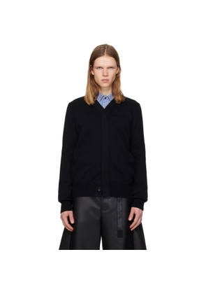 sacai Black Cotton Cashmere Knit Cardigan