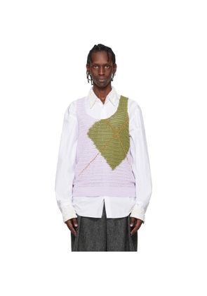 Dries Van Noten Purple & Khaki Argyle Tank Top