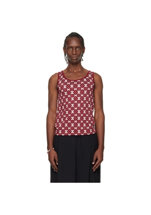 Dries Van Noten Off-White & Red Jacquard Tank Top