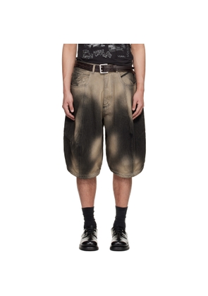 LU'U DAN Gray Puffa Denim Shorts