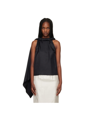 Loulou de Saison Black Wilma Twisted Collar Blouse